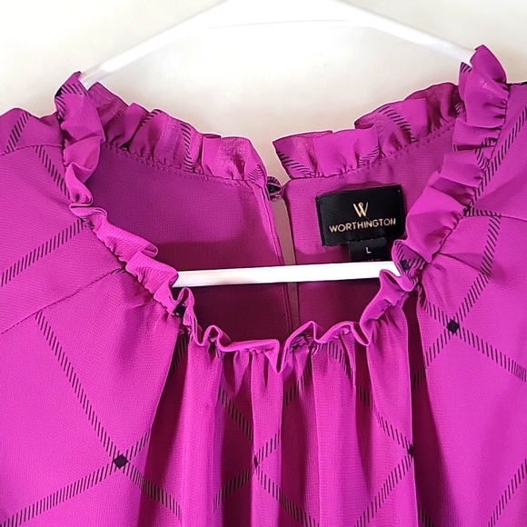 WORTHINGTON Sheer Long Sleeve Blouse Size L - Picture 7 of 11